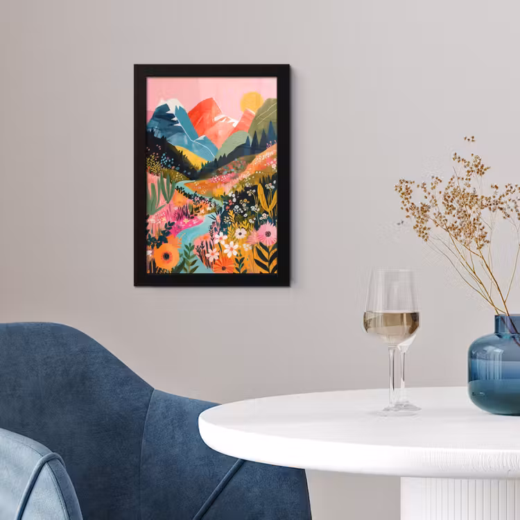 Poster met lijst - Rivier - Diepte - Bloemen — 2