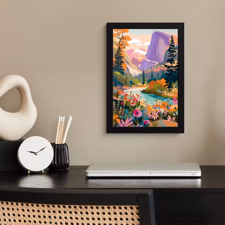 Poster met lijst - Rivier - Vallei vol bloemen - Levendig — 3