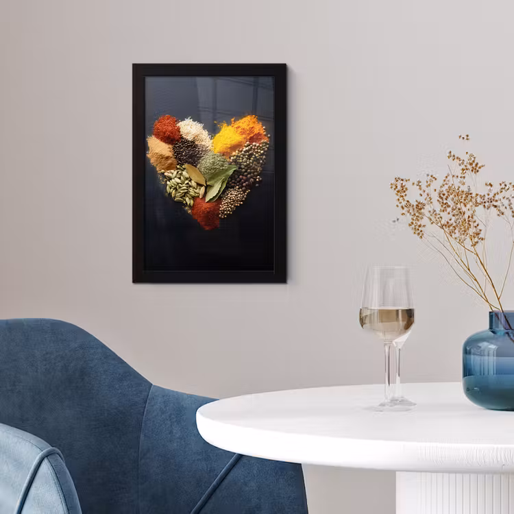 Poster met lijst - Specerijen - Mix - Hartvorm - Zwart — 2