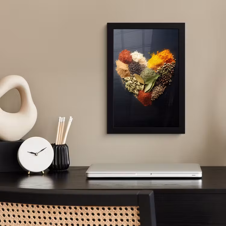 Poster met lijst - Specerijen - Mix - Hartvorm - Zwart — 3