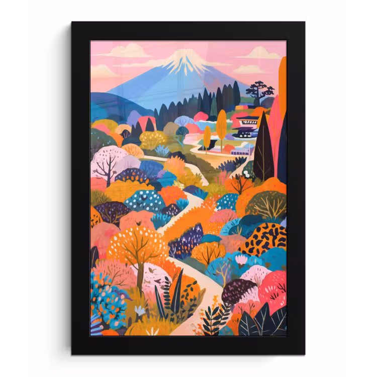 Poster met lijst - Witte bergtop - Modern - Kleurrijk — 1