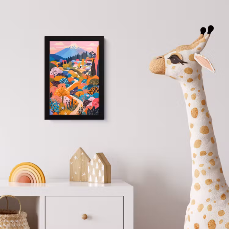 Poster met lijst - Witte bergtop - Modern - Kleurrijk — 5