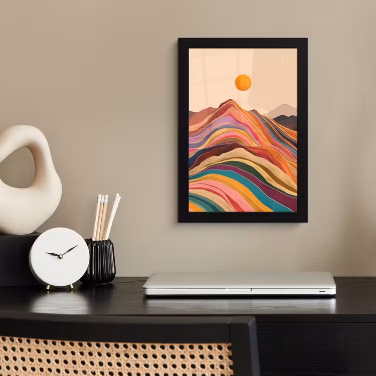 Poster met lijst - Zon - Kleurrijk landschap - Bergen — 3