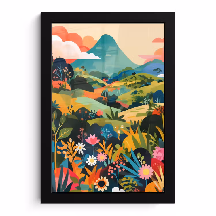 Poster met lijst - Zonlicht - Heuvels - Wolkenlucht — 1