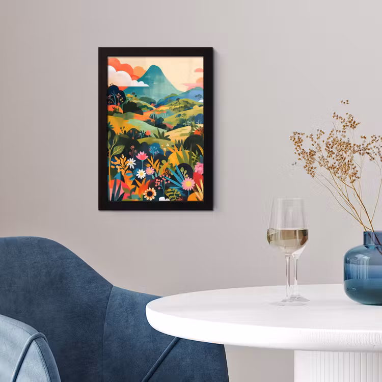 Poster met lijst - Zonlicht - Heuvels - Wolkenlucht — 2