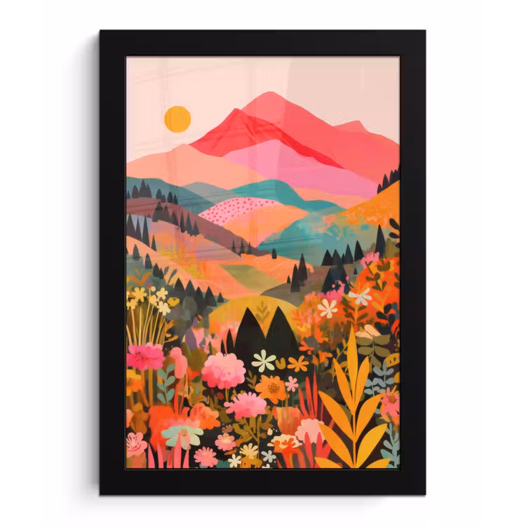 Poster met lijst - Zonsondergang - Bergvallei - Contrast — 1