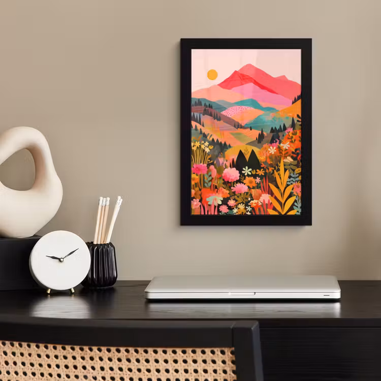 Poster met lijst - Zonsondergang - Bergvallei - Contrast — 3
