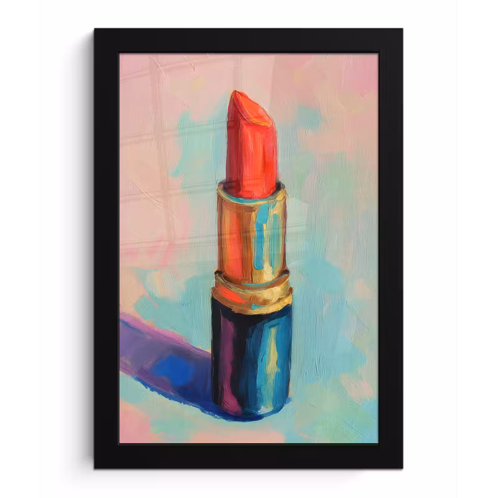Poster met lijst - Lippenstift - Rood - Penseelstreken — 1