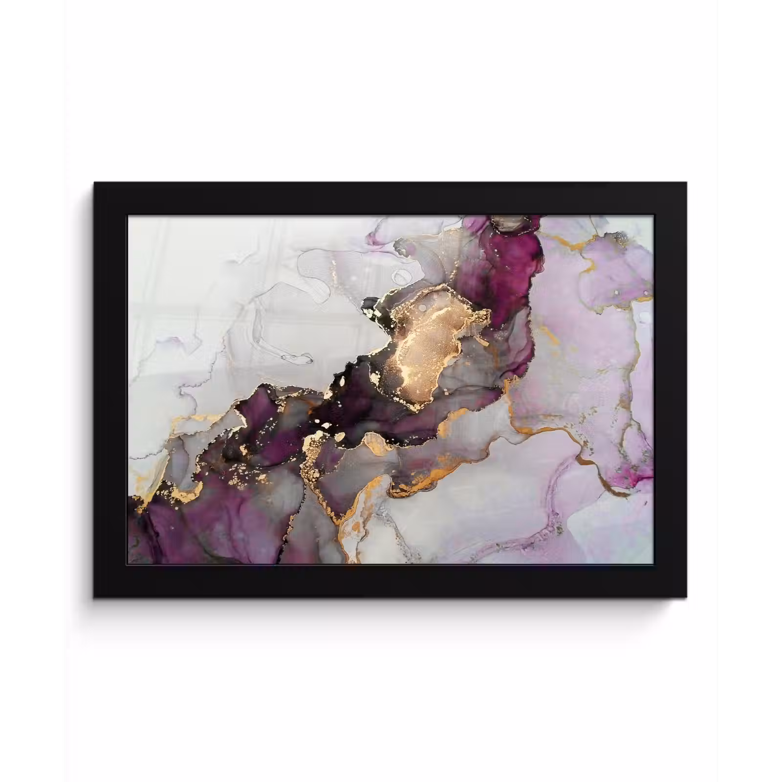 Poster met lijst - Marmer - Abstract - Goud - Paars — 1