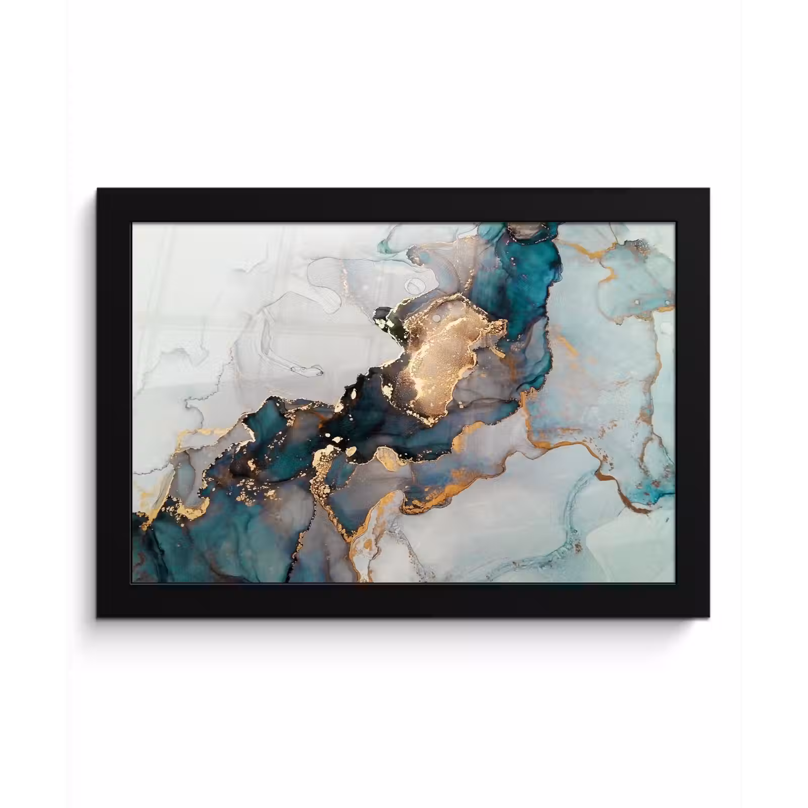 Poster met lijst - Marmer print - Goud - Blauw — 1