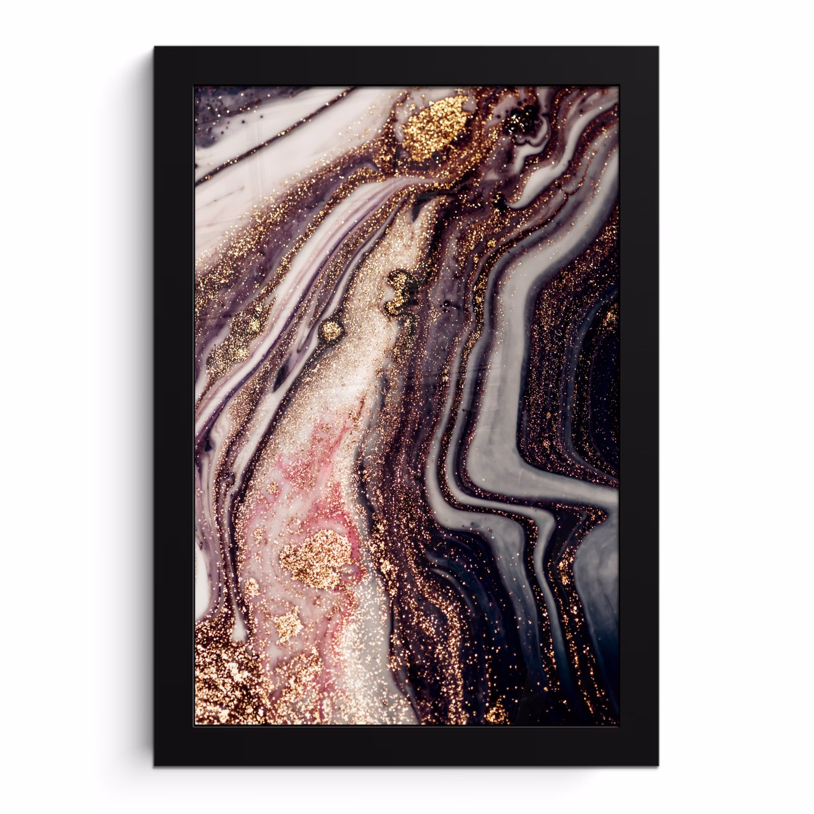 Poster met lijst - Marmer - Roze - Goud - Glitter - Marmerlook — 1