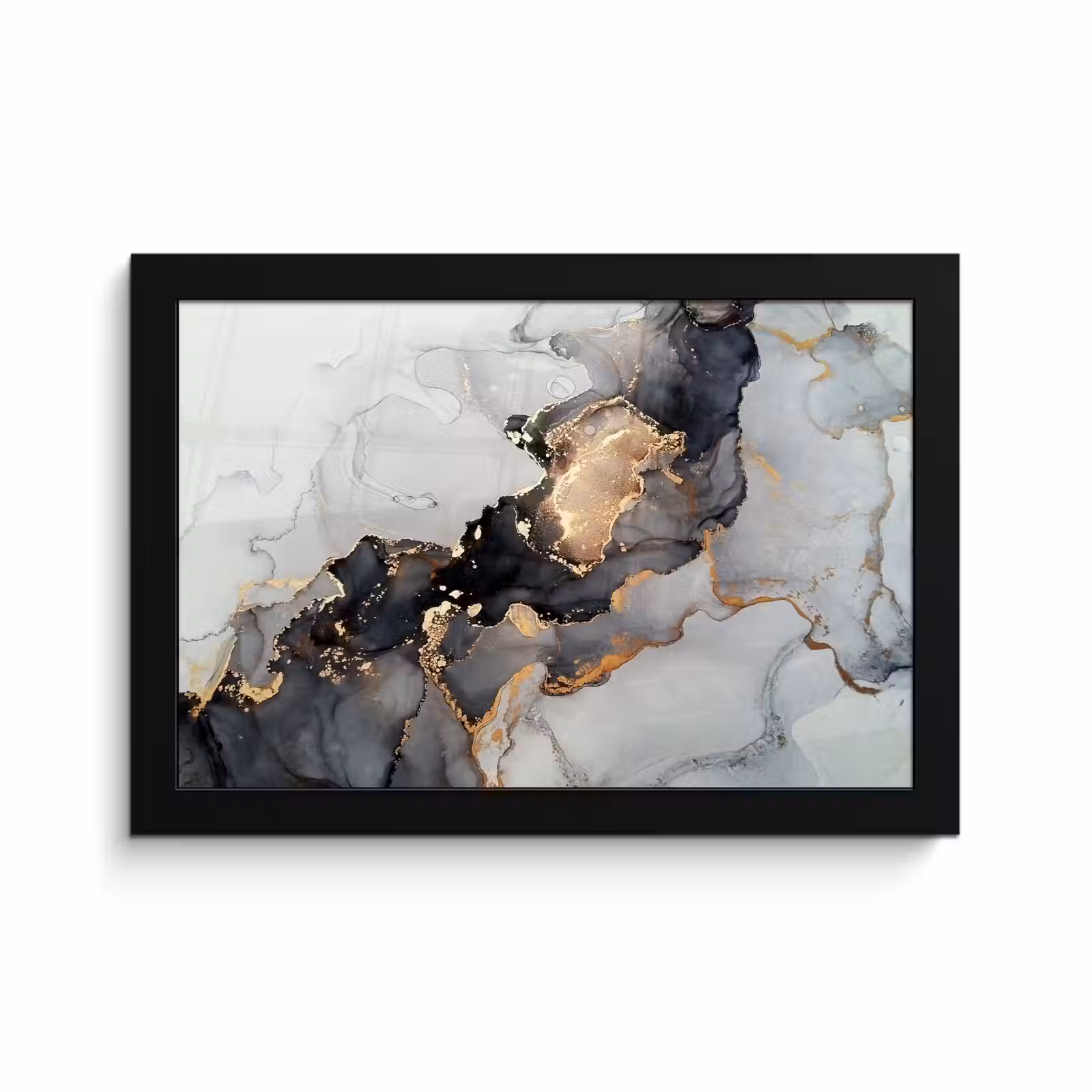 Poster met lijst - Zwart - Marmer - Luxe - Goud — 1