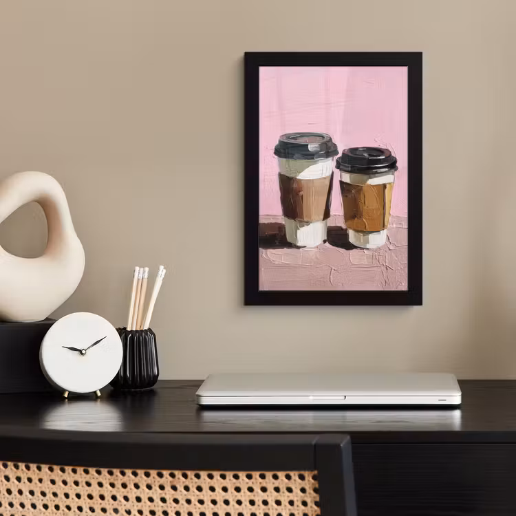 Poster met lijst - Koffiebekers - Deksel - Verf - Textuur — 3