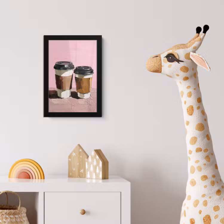 Poster met lijst - Koffiebekers - Deksel - Verf - Textuur — 5