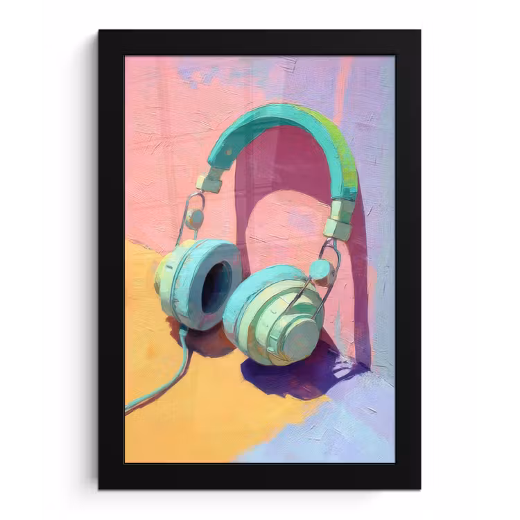 Poster met lijst - Koptelefoon - Mintgroen - Draad — 1