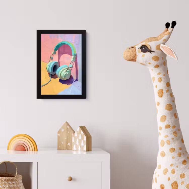Poster met lijst - Koptelefoon - Mintgroen - Draad — 5