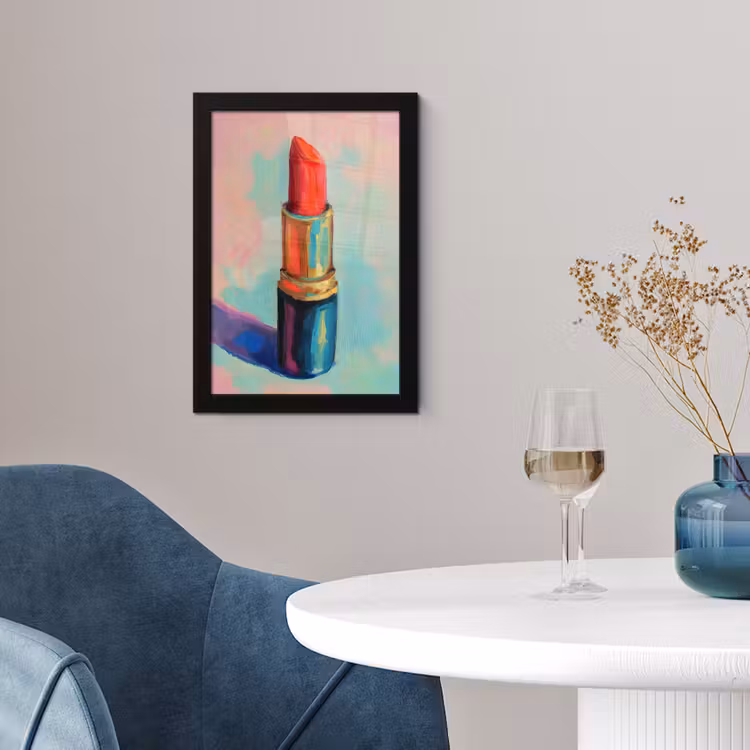 Poster met lijst - Lippenstift - Rood - Penseelstreken — 2