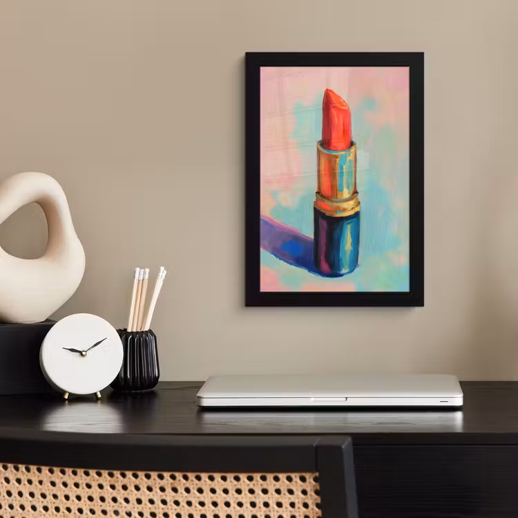 Poster met lijst - Lippenstift - Rood - Penseelstreken — 3