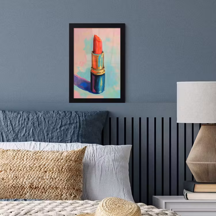 Poster met lijst - Lippenstift - Rood - Penseelstreken — 4