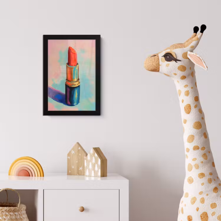 Poster met lijst - Lippenstift - Rood - Penseelstreken — 5