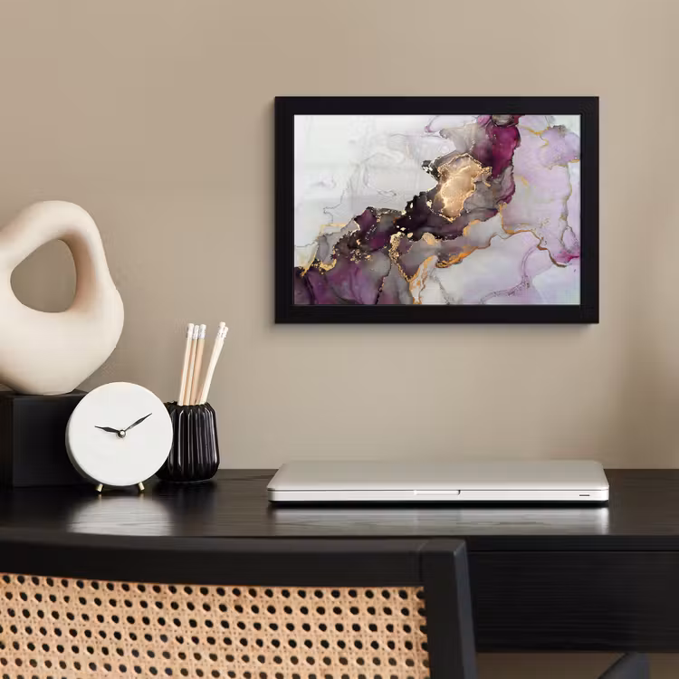 Poster met lijst - Marmer - Abstract - Goud - Paars — 3