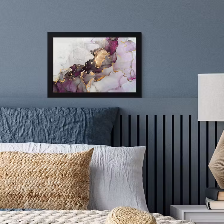 Poster met lijst - Marmer - Abstract - Goud - Paars — 4