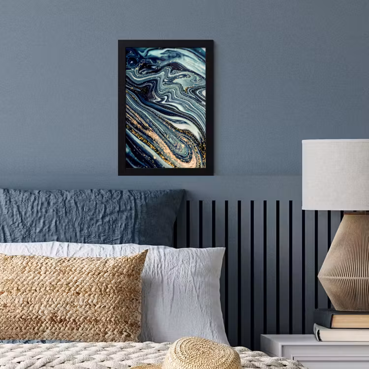 Poster met lijst - Marmer - Goud - Blauw - Glitter - Marmerlook - Abstract — 4