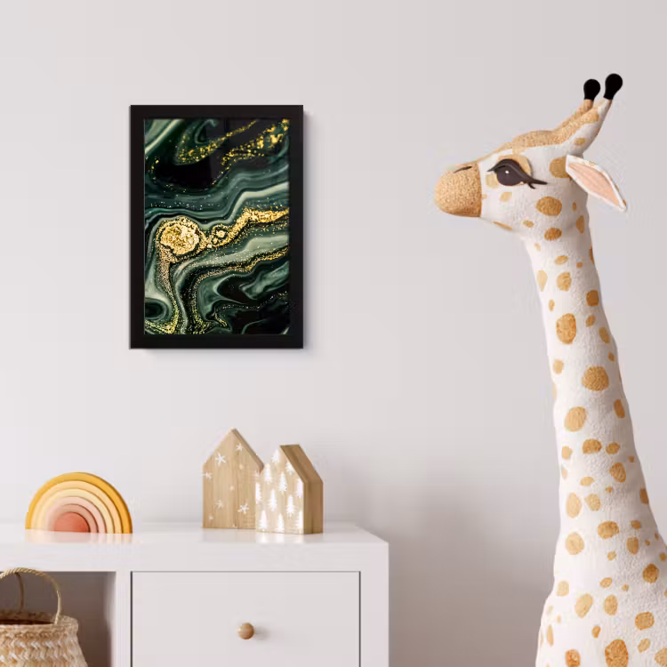 Poster met lijst - Marmer - Goud - Glitter - Groen - Marmerlook - Luxe — 5