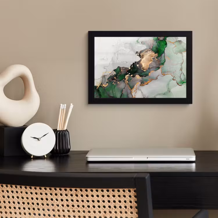 Poster met lijst - Marmer - Goud - Groen - Luxe — 3