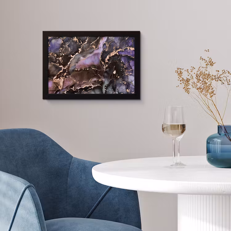 Poster met lijst - Marmer - Goud - Roze — 2