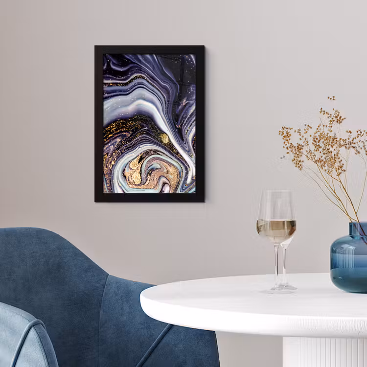 Poster met lijst - Marmer - Paars - Luxe - Marmerlook - Glitter — 2