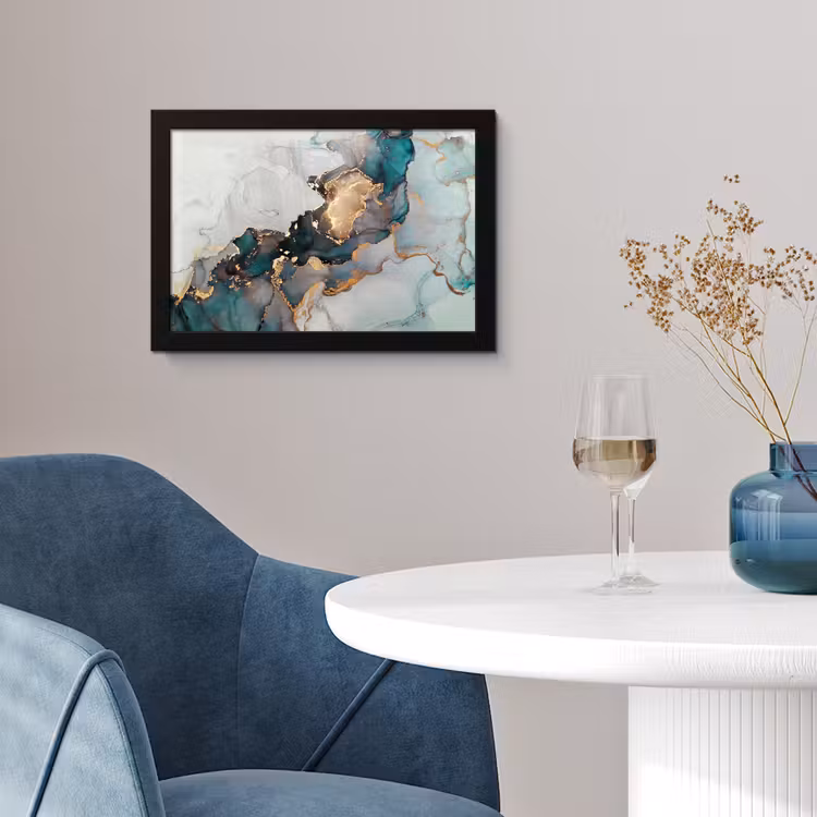Poster met lijst - Marmer print - Goud - Blauw — 2