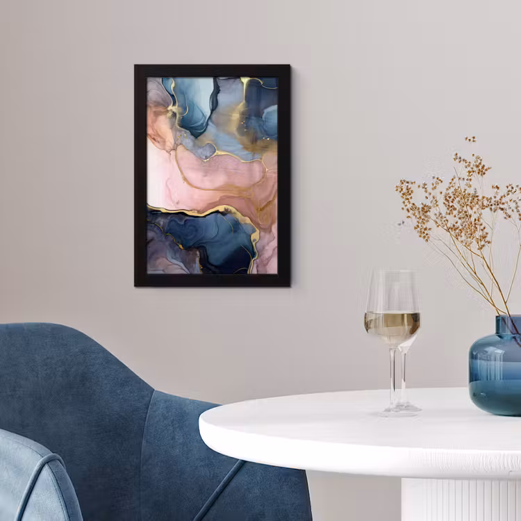 Poster met lijst - Marmer - Roze - Blauw — 2