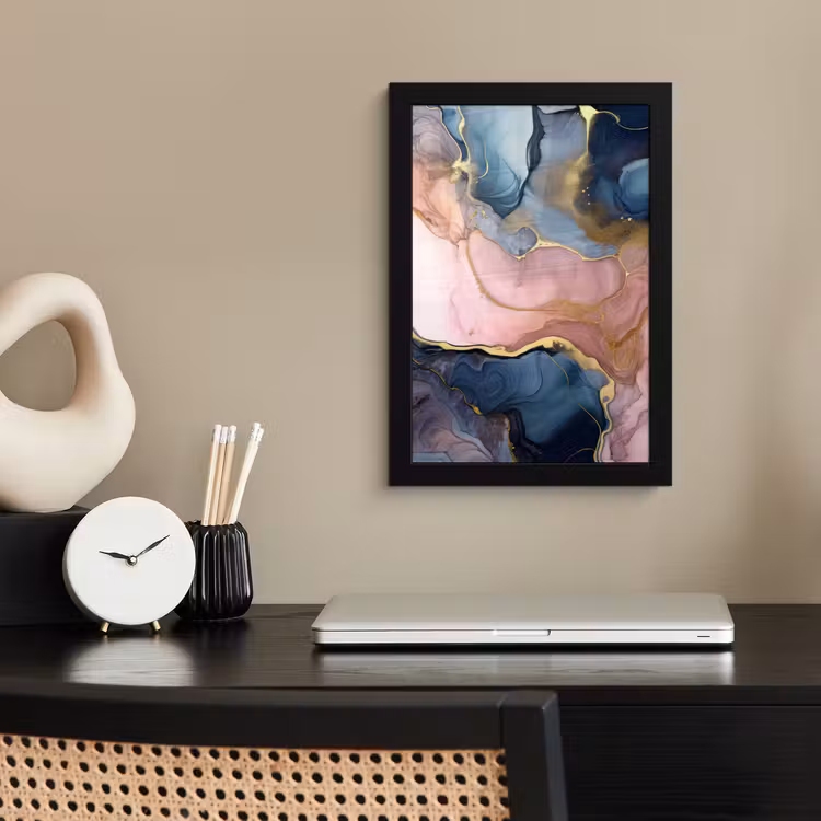 Poster met lijst - Marmer - Roze - Blauw — 3