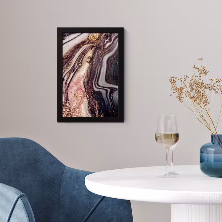 Poster met lijst - Marmer - Roze - Goud - Glitter - Marmerlook — 2