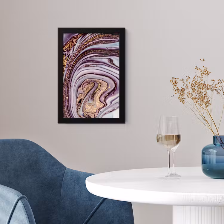 Poster met lijst - Marmer - Roze - Goud - Glitter - Marmerlook - Luxe — 2
