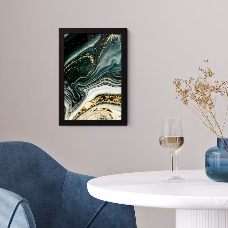 Poster met lijst - Marmerlook - Goud - Groen - Glitter - Design - Marmer — 2