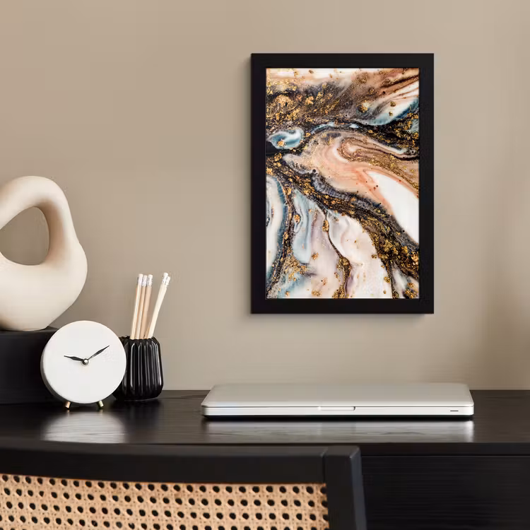 Poster met lijst - Marmerlook - Goud - Zwart - Glitter - Chic — 3