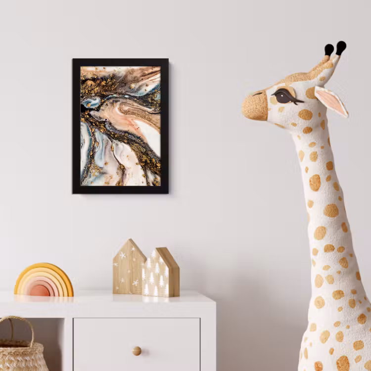 Poster met lijst - Marmerlook - Goud - Zwart - Glitter - Chic — 5