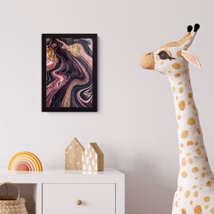 Poster met lijst - Marmerlook - Roze - Paars - Goud - Luxe - Marmer — 5
