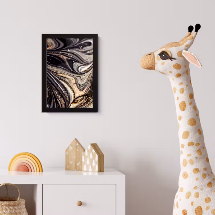 Poster met lijst - Marmerlook - Zwart - Goud - Wit - Glitter - Marmer — 5