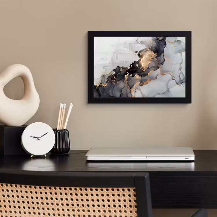 Poster met lijst - Zwart - Marmer - Luxe - Goud — 3