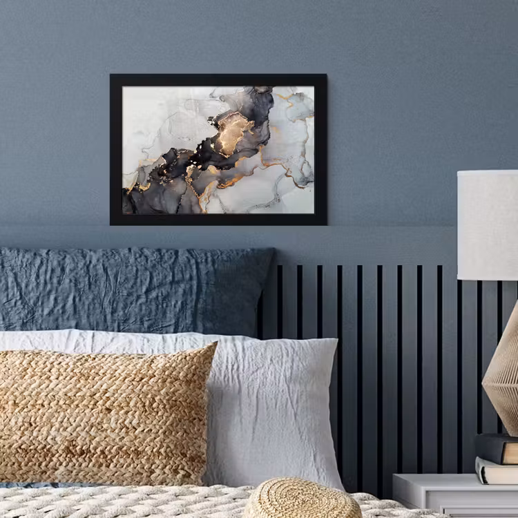 Poster met lijst - Zwart - Marmer - Luxe - Goud — 4