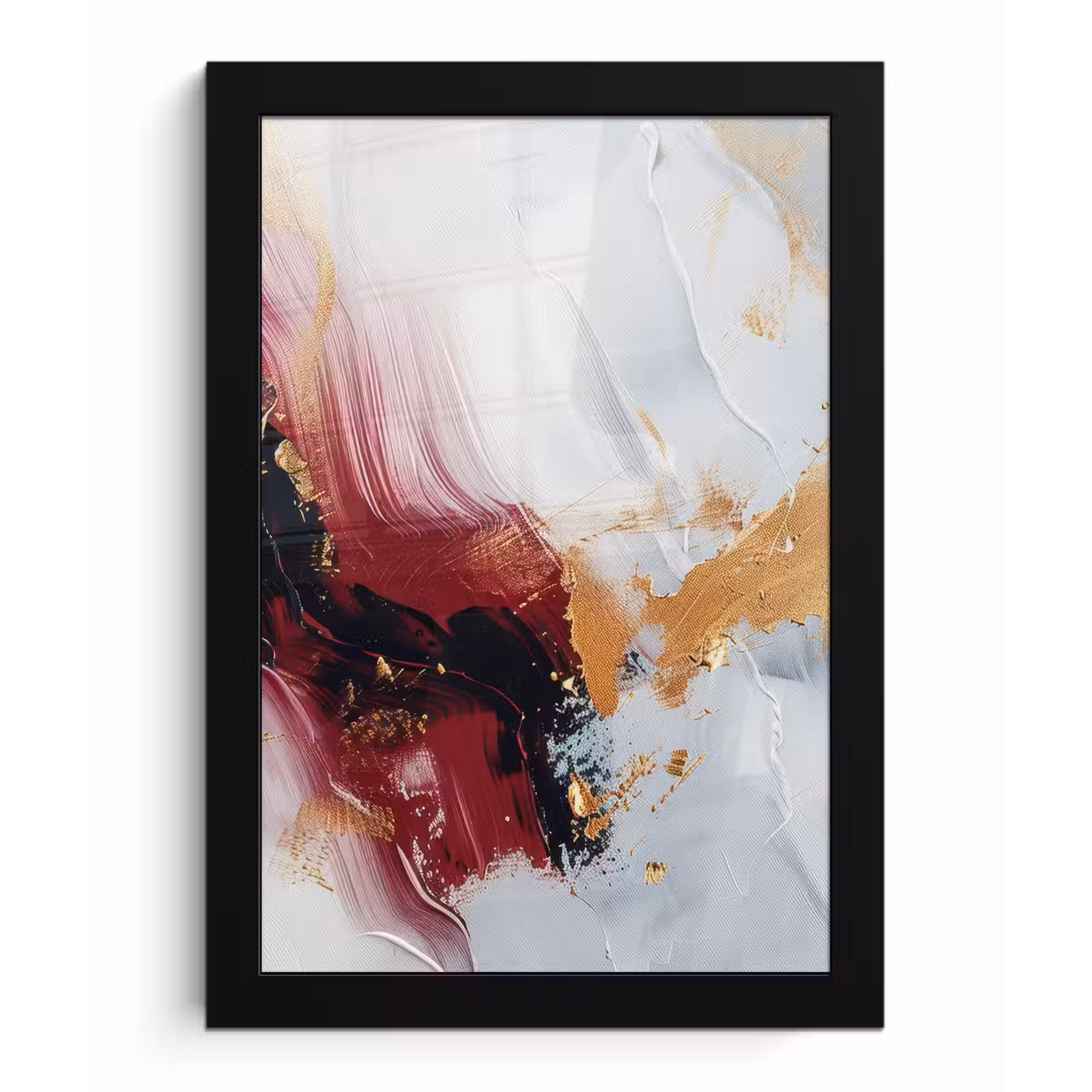 Poster met lijst - Rood - Abstract - Goud - Modern — 1
