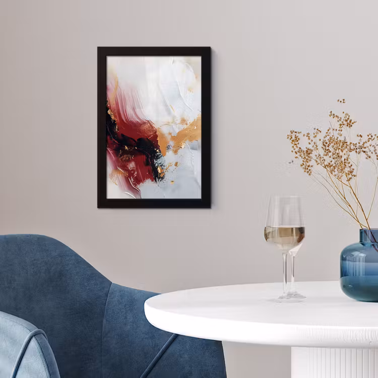 Poster met lijst - Rood - Abstract - Goud - Modern — 2