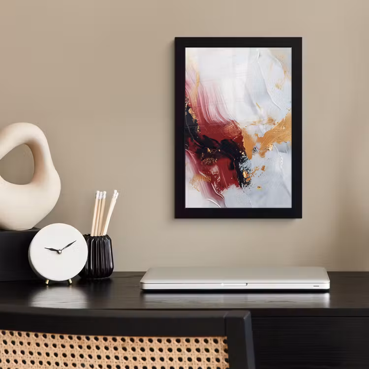 Poster met lijst - Rood - Abstract - Goud - Modern — 3