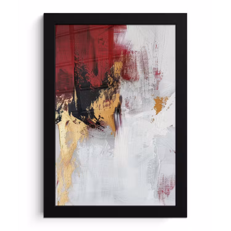 Poster met lijst - Rood - Marmer - Abstract - Goud - Modern — 1