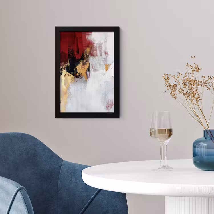 Poster met lijst - Rood - Marmer - Abstract - Goud - Modern — 2