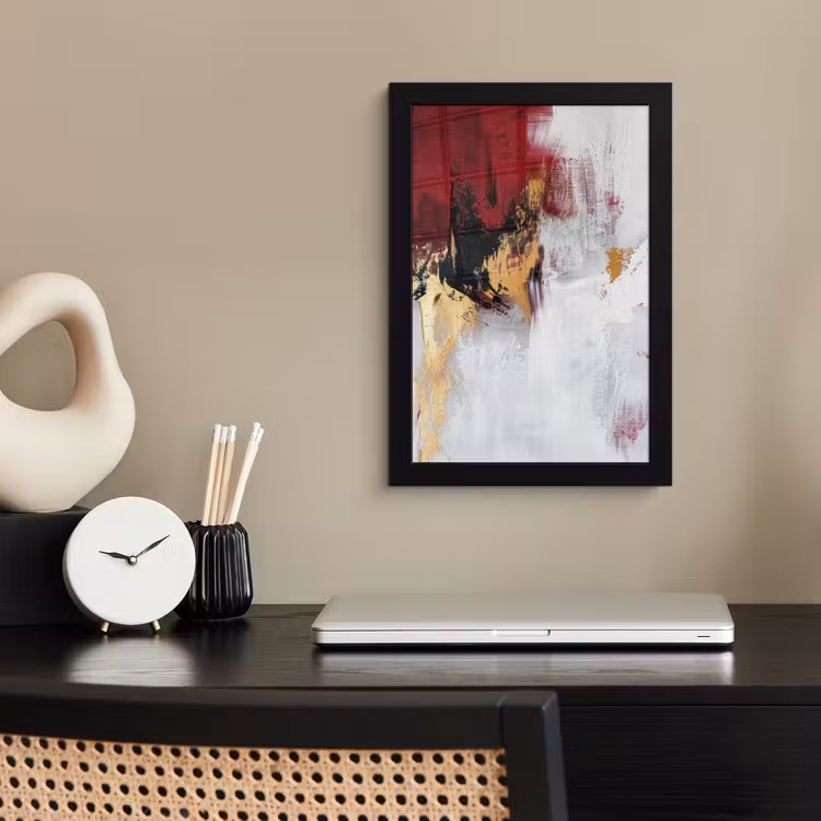 Poster met lijst - Rood - Marmer - Abstract - Goud - Modern — 3