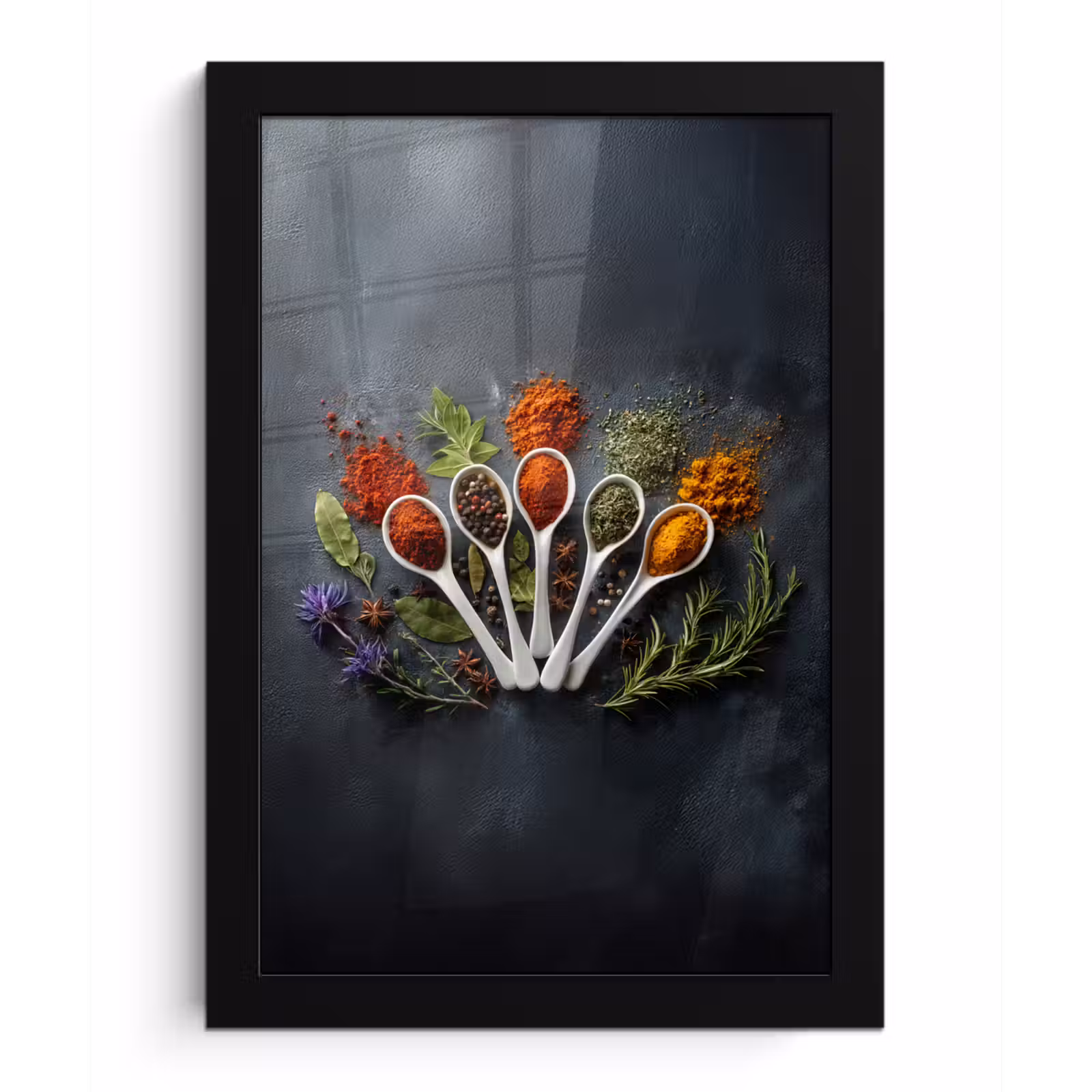 Poster met lijst - Lepels - Wit - Poeder - Kruiden — 1